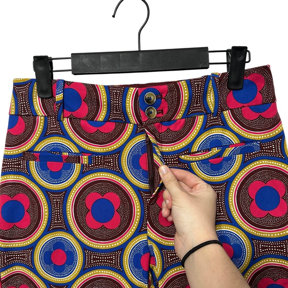 Anthropologie The Essential Slim Cropped Pants Womens Sz 2 Retro Geometric Print - Picture 4 of 7